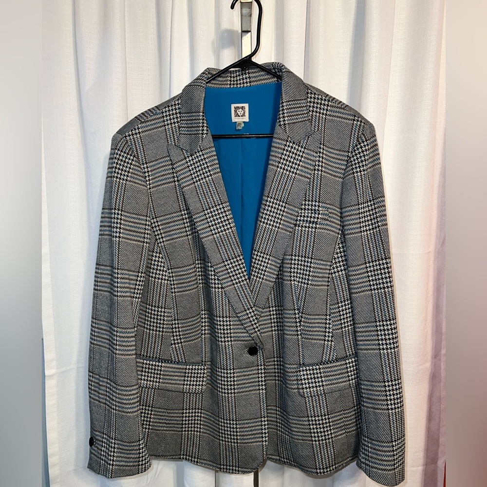Anne Klein Blazer/Jacket Aqua/Black/Cream/Grey Size 20 W [J-28]
